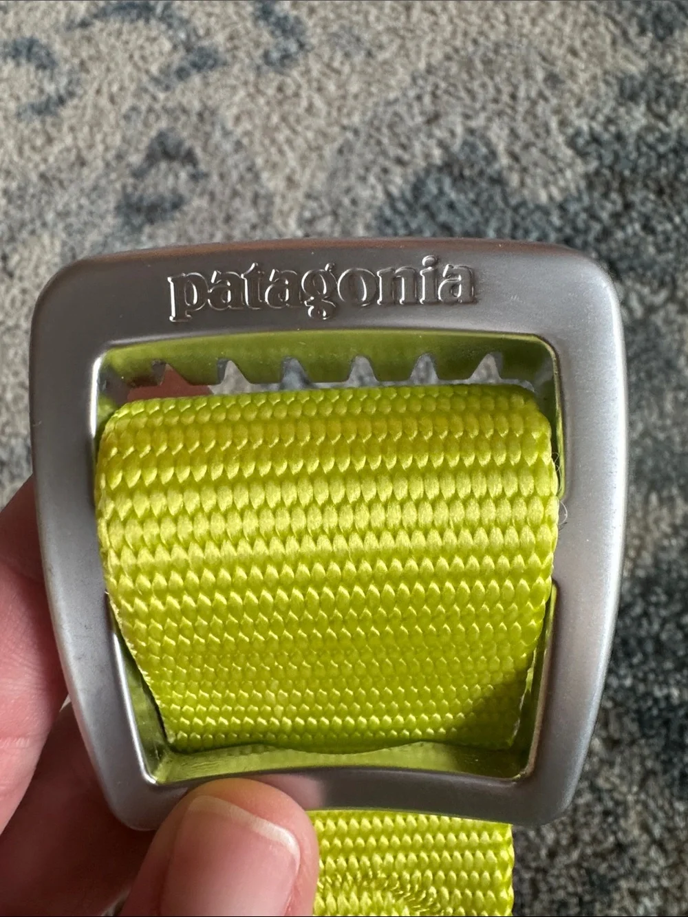 Patagonia Neon Yellow Webbing Belt with Metal Slide Buckle